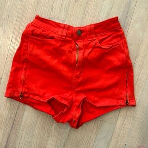American Apparel Denim Red-Orange Jean Shorts